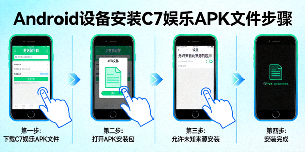 Android设备安装C7娱乐APK文件的步骤示意图