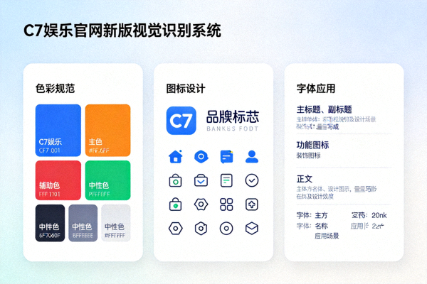 C7娱乐官网新版视觉识别系统，包括色彩规范、图标设计与字体应用
