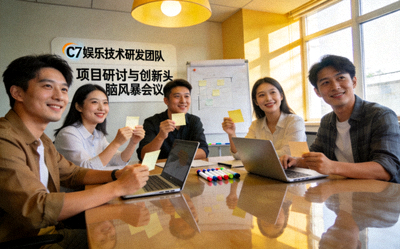 C7娱乐技术研发团队进行项目研讨与创新的头脑风暴会议