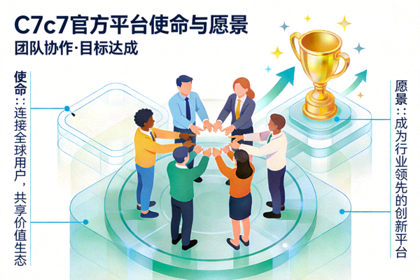 C7c7官方平台使命与愿景阐述的概念化视觉图，展示团队协作与目标达成