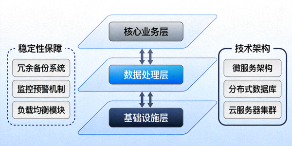 C7c7平台技术架构与稳定性保障的抽象示意图